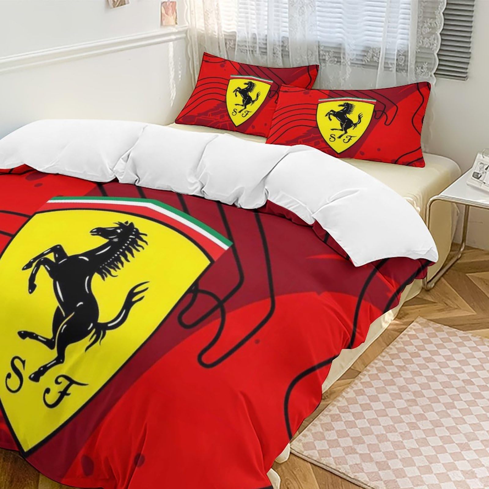 Amazon｜フェラーリ (3) 寝具 3ピース 掛け布団セット ンベッド