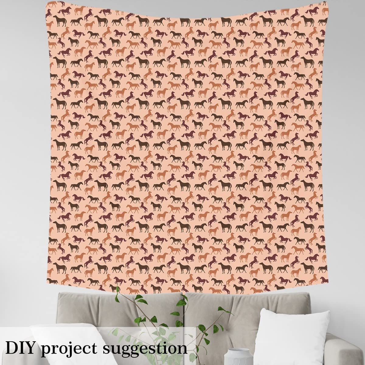 Tela de tapicería de caballo kawaii para sillas, tela de caballo galopante al aire libre por el patio, bonita tela de decoración de animales para tapicería y proyectos de bricolaje en el hogar, 3 yar