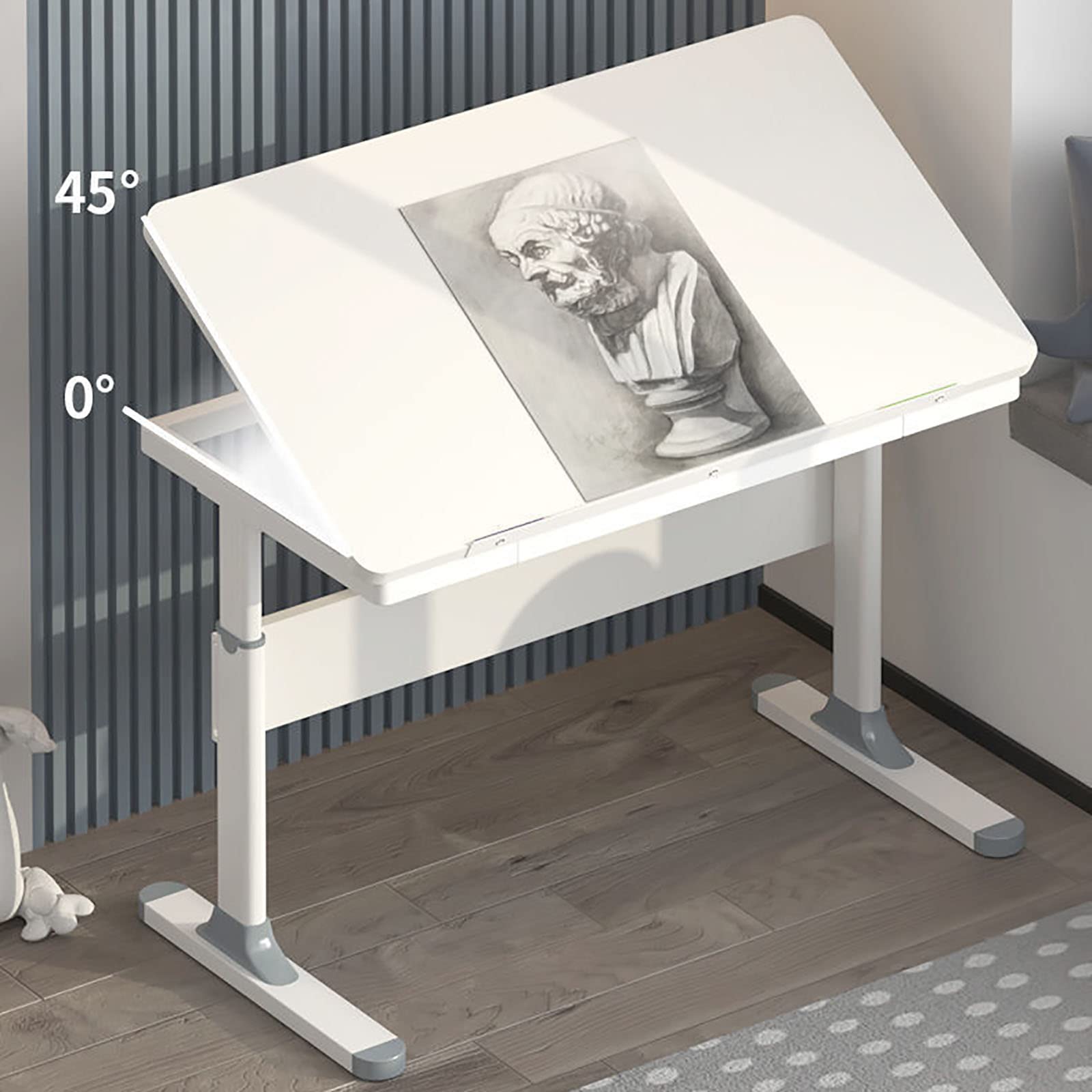 Zeichentisch, Zeichentisch, Zeichenstuhl für Künstler und Basteltisch mit höhenverstellbarer und neigbarer Tischplatte mit großer Oberfläche, Maltisch für Studios, Kunst- und Baste