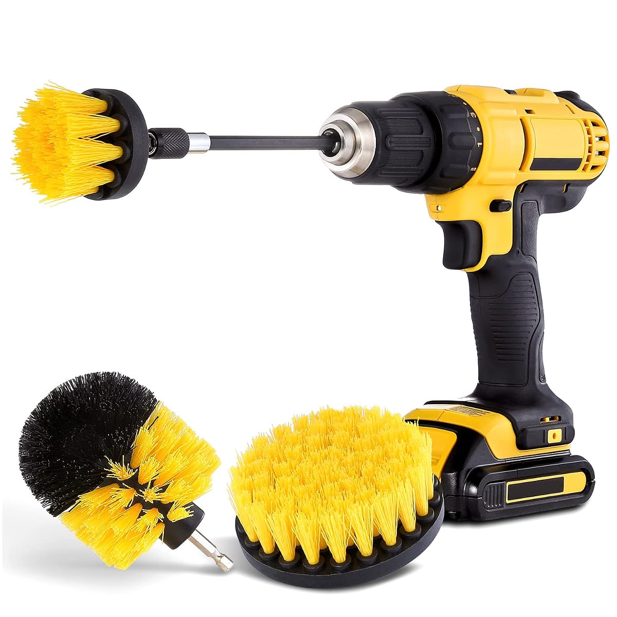 Drill Brush Attachment Set - Power Scrubber Cleaning Kit for Bathroom, Grout,