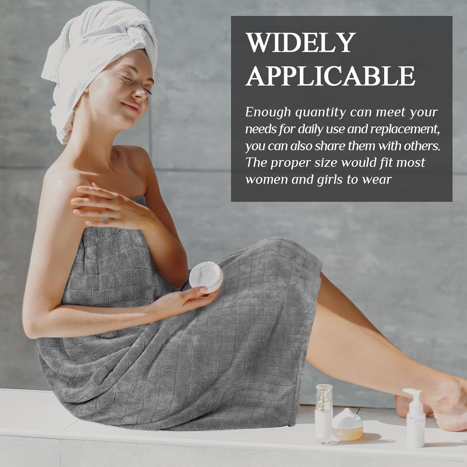Tigeen 4 Pack Spa Towel Wraps for Women Adjustable Elastic Bath Robe Lightweight Shower Cover for Bath Shower(Gray,M) - Image 5