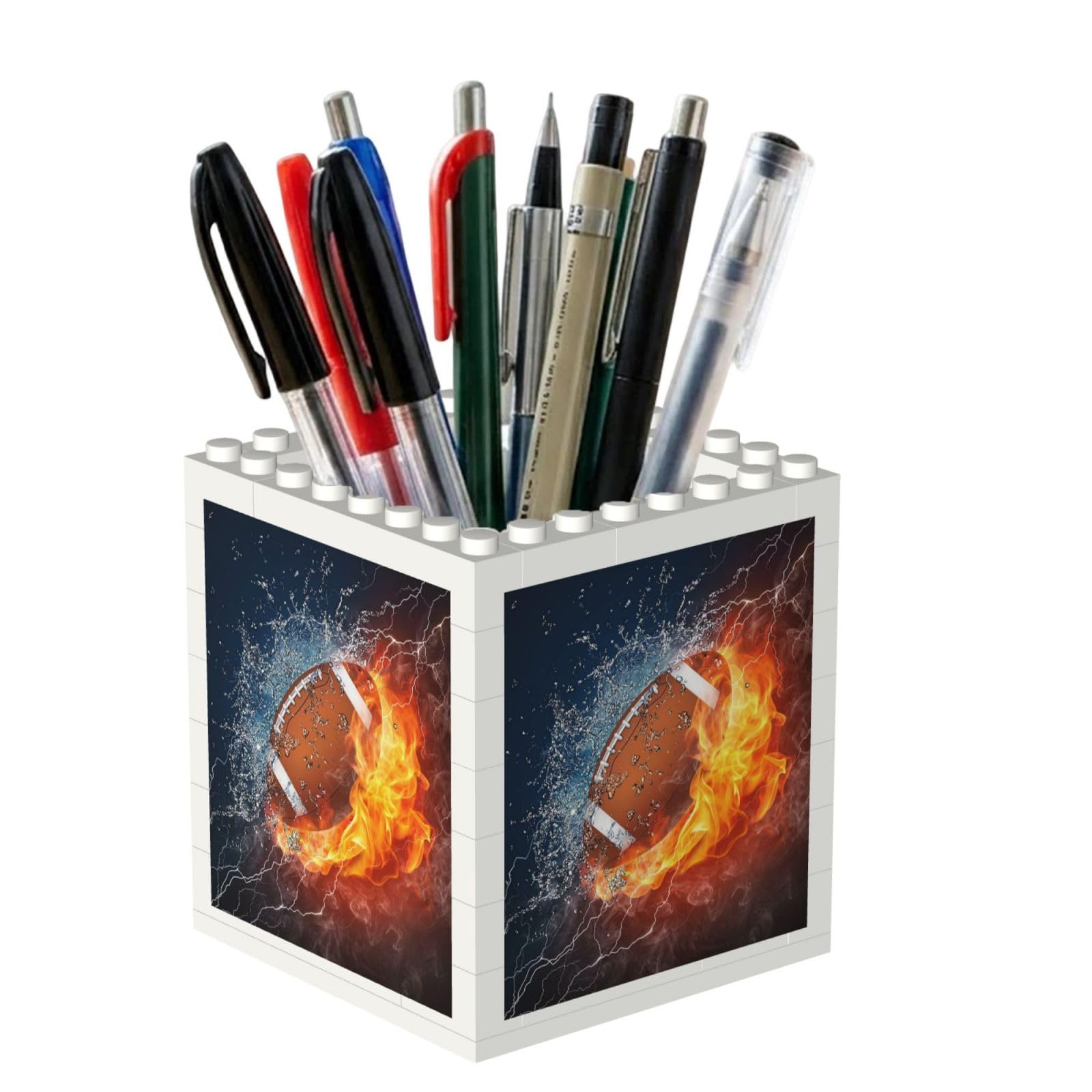 Poadnly Fire Football, Pen Pot Pencil Holder for Office Home School, Compact Desk Organiser for Office Stationery