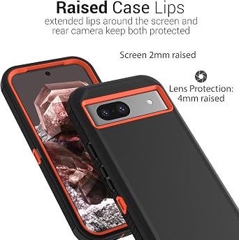 CoverON Rugged Designed for Google Pixel 8a Case, Heavy Duty Military Grade A Guard Protective Armor Hybrid Rigid Skin Cover Fit Pixel 8a Phone Case - Black/Orange