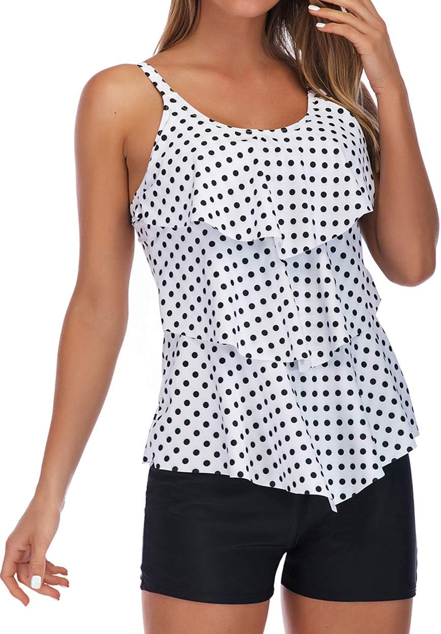 Plus Size Tankini Swimsuits for Women with Shorts Tankini Tops Tummy Control Bathing Suit