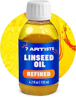 7 Artists Refined Linseed Oil for Painting 4.2 oz (125 ml) – Professional Artist Oil Paint Medium | Oilpaints Lenseed Thinner for Fine Art, Canvas Painting | Arists Supplies & Accessories