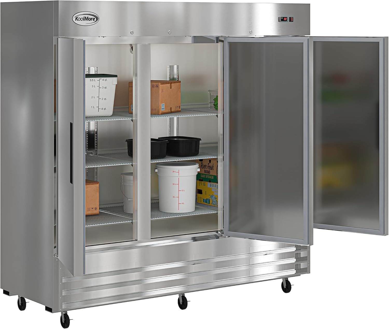 KoolMore 80 in. Three-Door Stainless Steel Upright Commercial Reach-in Refrigerator, ETL LISTED - 72 cu. ft. (RIR-3D-SS)