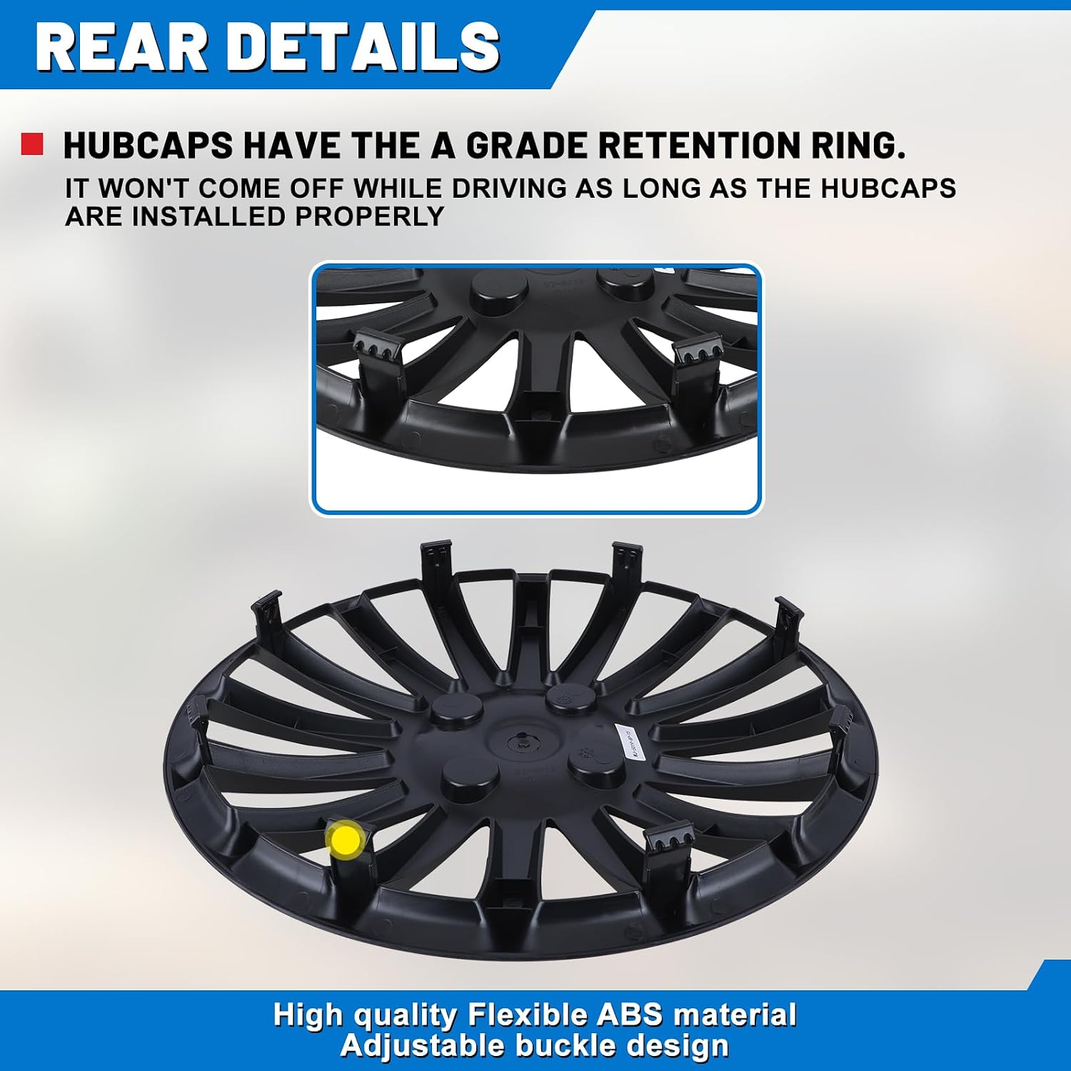 15" Fashion Style Wheel Rim Covers Universal Hubcaps, Hubs Snap on Car Truck SUV ABS Plastic Exterior Accessorios - Set of 4 (Black Matte)