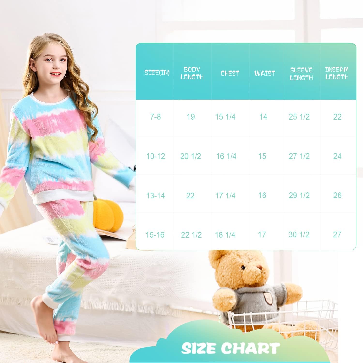 V.&GRIN Girls Fleece Pajamas, Soft Cozy Pullover Sweatshirt Pants Set for Kids 7-16 Years - Image 5