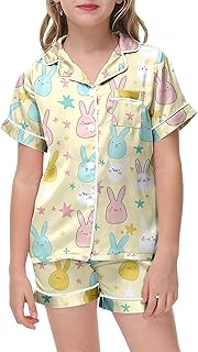 Conjunto de ropa de dormir de manga corta para niños, informal, cómodo y elegante, para Pascua, vestido llamativo para niña