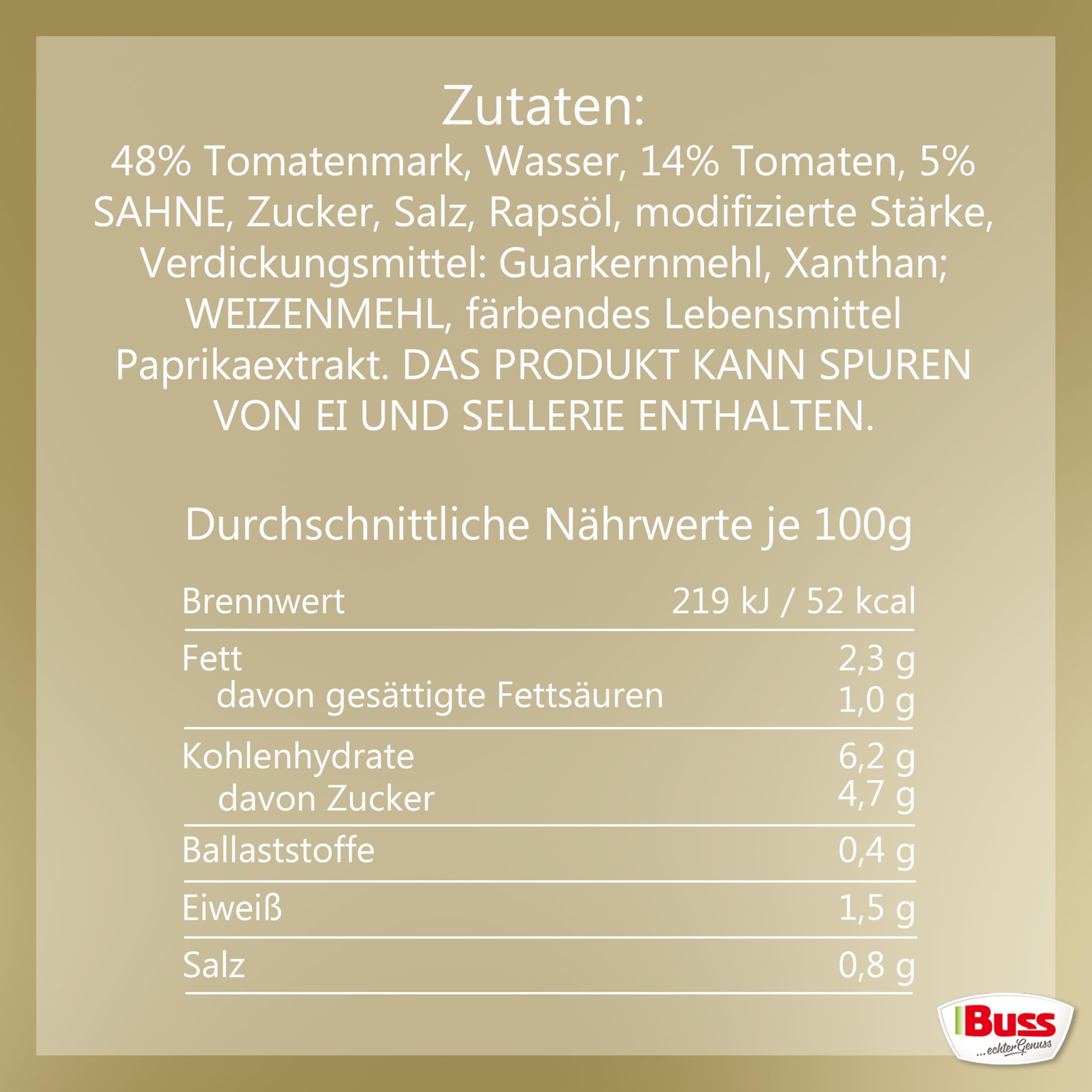 Buss Klassische Suppen - Tomatensuppe verfeinert mit Sahne, 12 x 400g