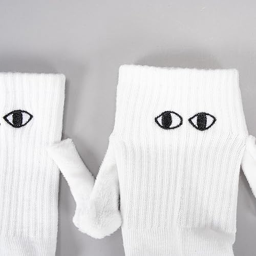 Miniatura 7 de 2 pares de divertidos calcetines magnéticos para parejas, calcetines de mano a mano, calcetines magnéticos de ojos grandes para amantes, amigos,