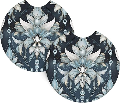 Posavasos estampados con formas de cristal vintage Deco (2.7 pulgadas de diámetro), posavasos absorbentes de agua y a prueba de fugas