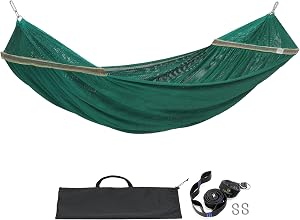 Tranquillo Uniki Double Hammock 1 Persons Polyester 500 lbs Portable Camping Hammock with Hammock Tree Straps/Indoor Travel Patio Garden, Peacock