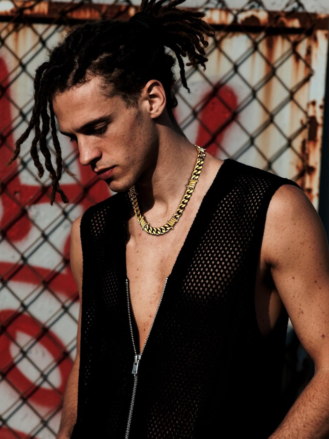 Bestyle Barbed Wire Necklace 5/7/9/12mm Mens Chain Necklaces Hip-hop Punk Gothic Stainless Steel Chain Heavy Thick Cuban Link Chain for Men Women, Length 16/18/20 Inch - Image 4