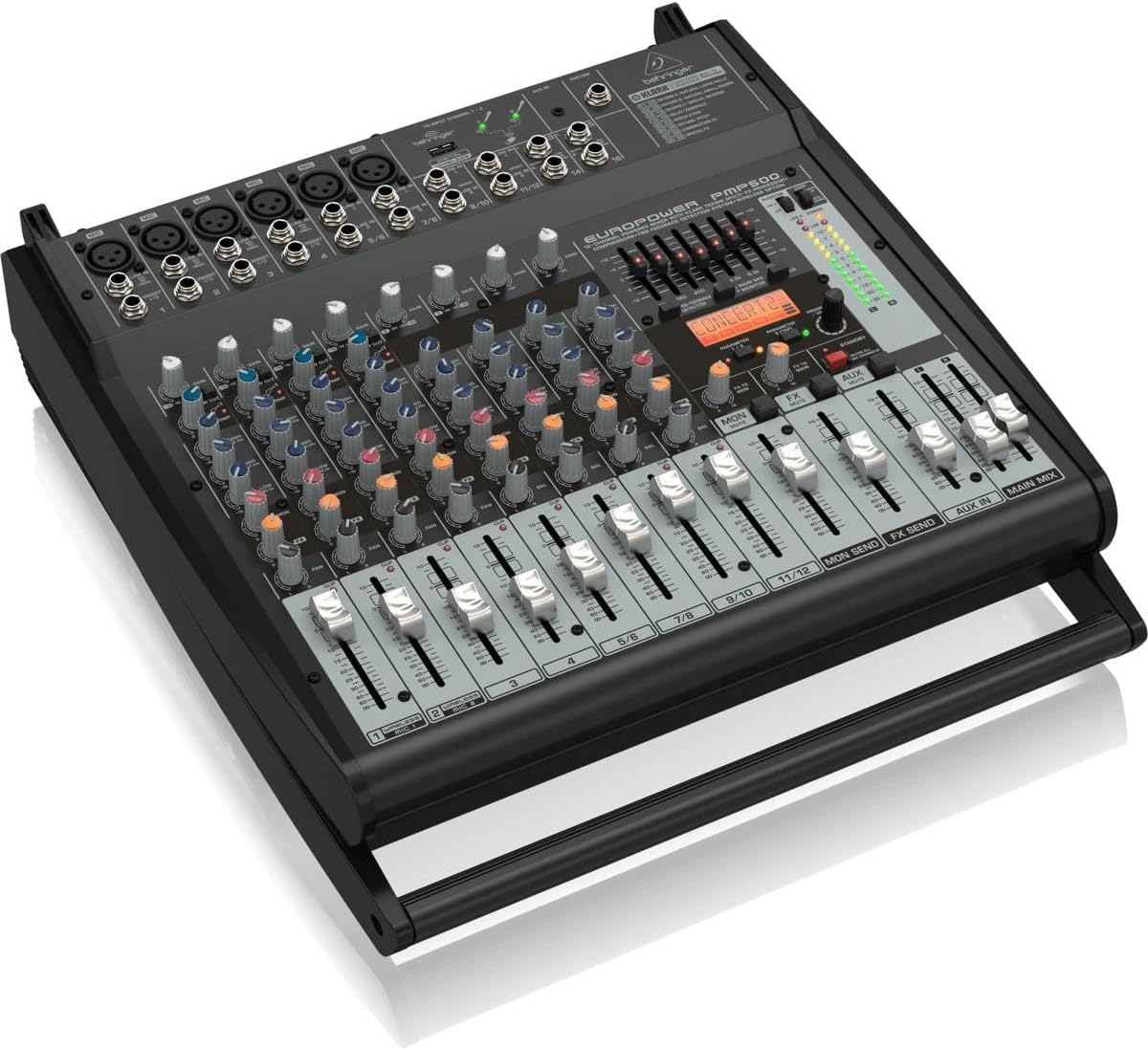 Behringer EUROPOWER PMP500 500 Watt 12 Channel Powered Mixer with Klark Teknik Multi-FX Processor, Compressors, FBQ Feedback Detection System and Wireless Option