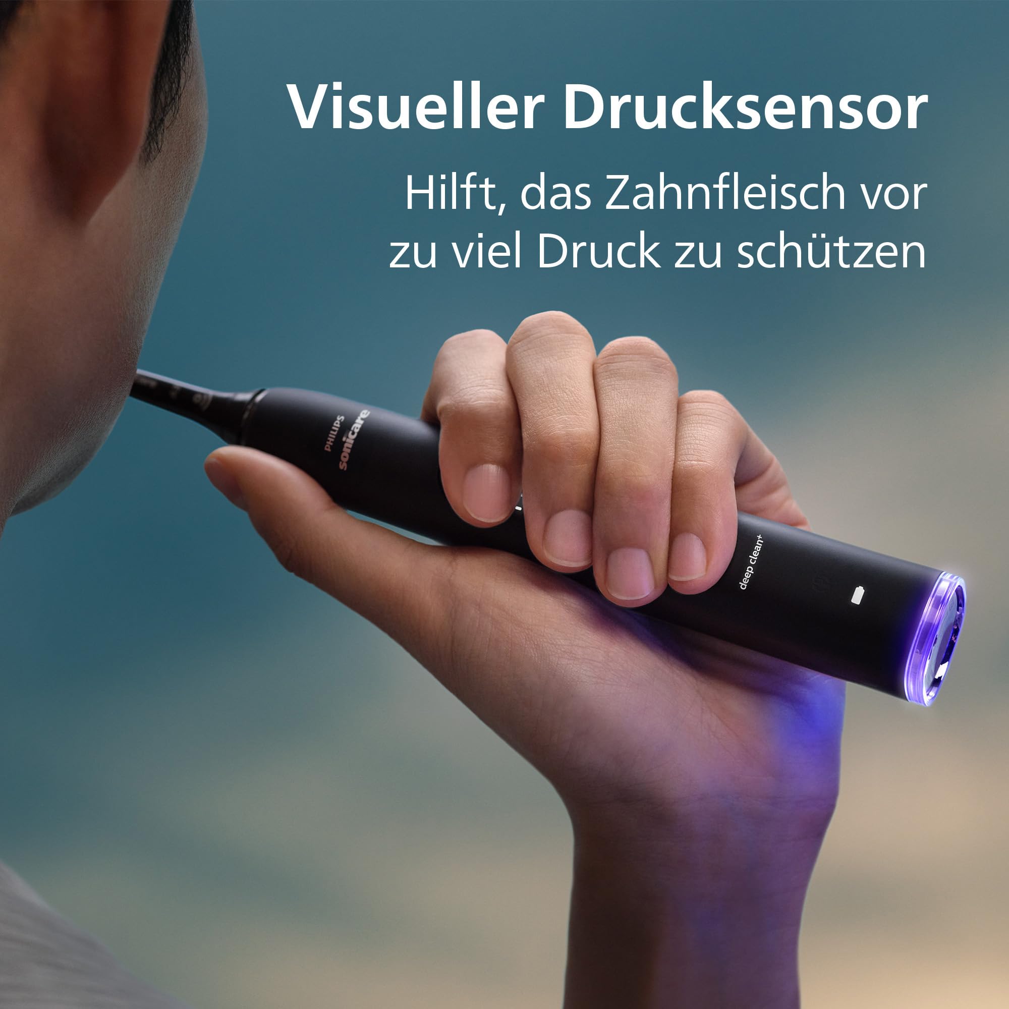 Philips Sonicare DiamondClean Smart 9400 elektrische Zahnbürste, Schallzahnbürste mit App, Drucksensor, Bürstenkopferkennung, 4 Putzmodi und 3 Intensitätsstufen, Schwarz, Modell HX9917/89