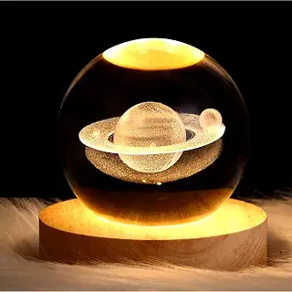 Leiasnow テーブルランプ ナイトライト 月 宇宙 授乳ライト ベッドサイドランプ 間接照明 LEDライト USB給電 (土星・80mm)