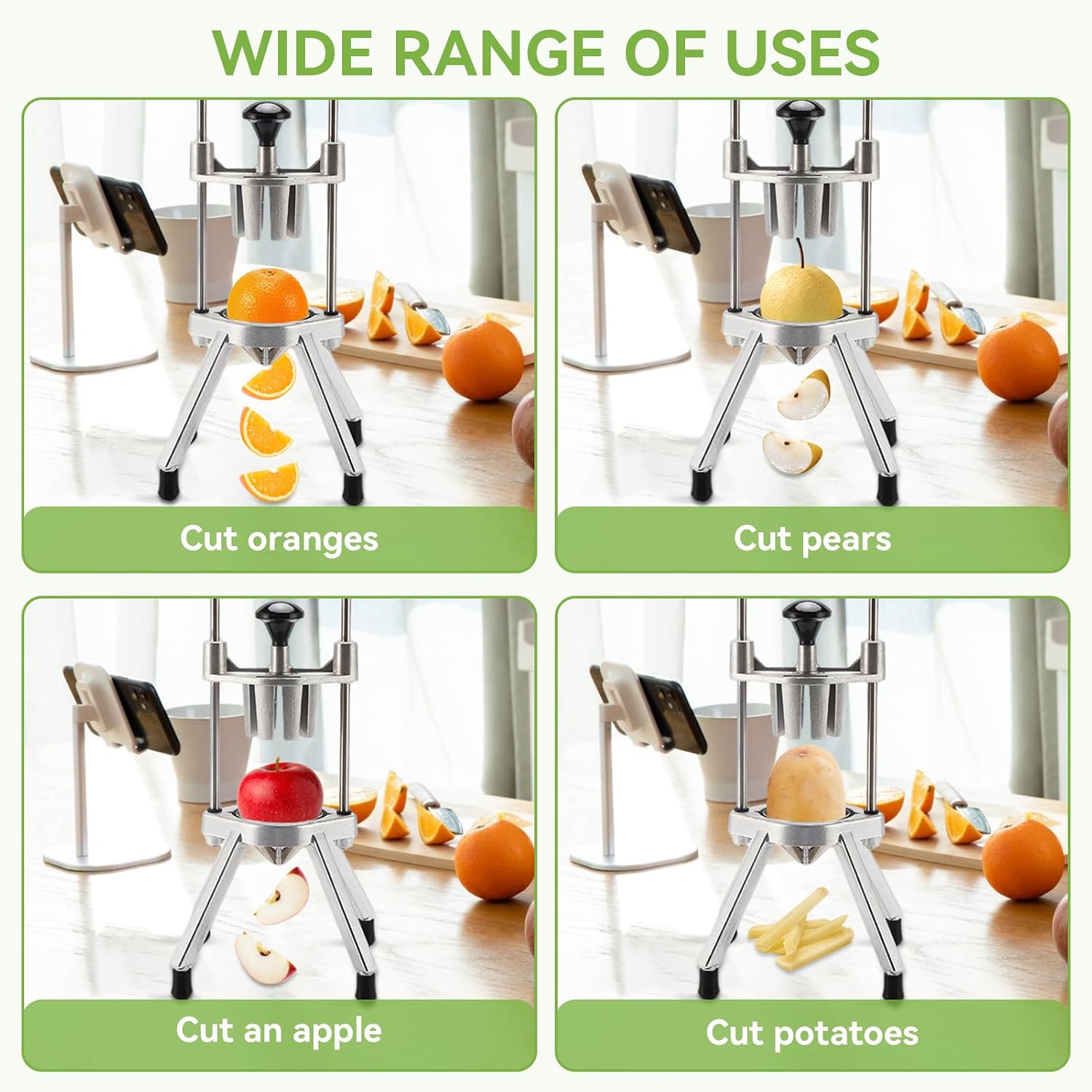 Fruit Cutter Blade, Stainless Steel Fruit Slicer for Apples Pears Oranges Detachable Lemon Cutter Wedge Tool Easy Clean Replacement Blade for Fruit Dicing Machine (8 Section)