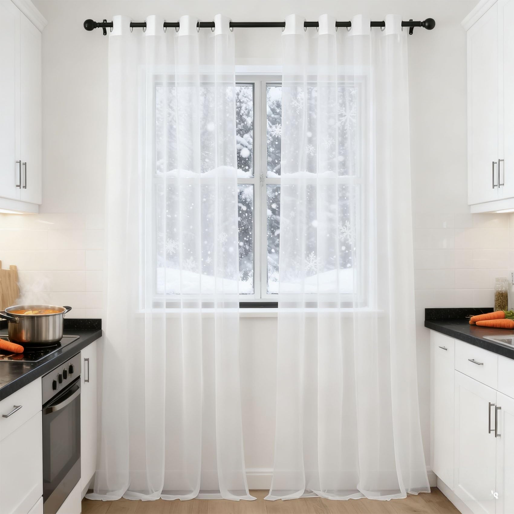 Voilage semi-transparent 250 x 118 cm au toucher doux et lisse
