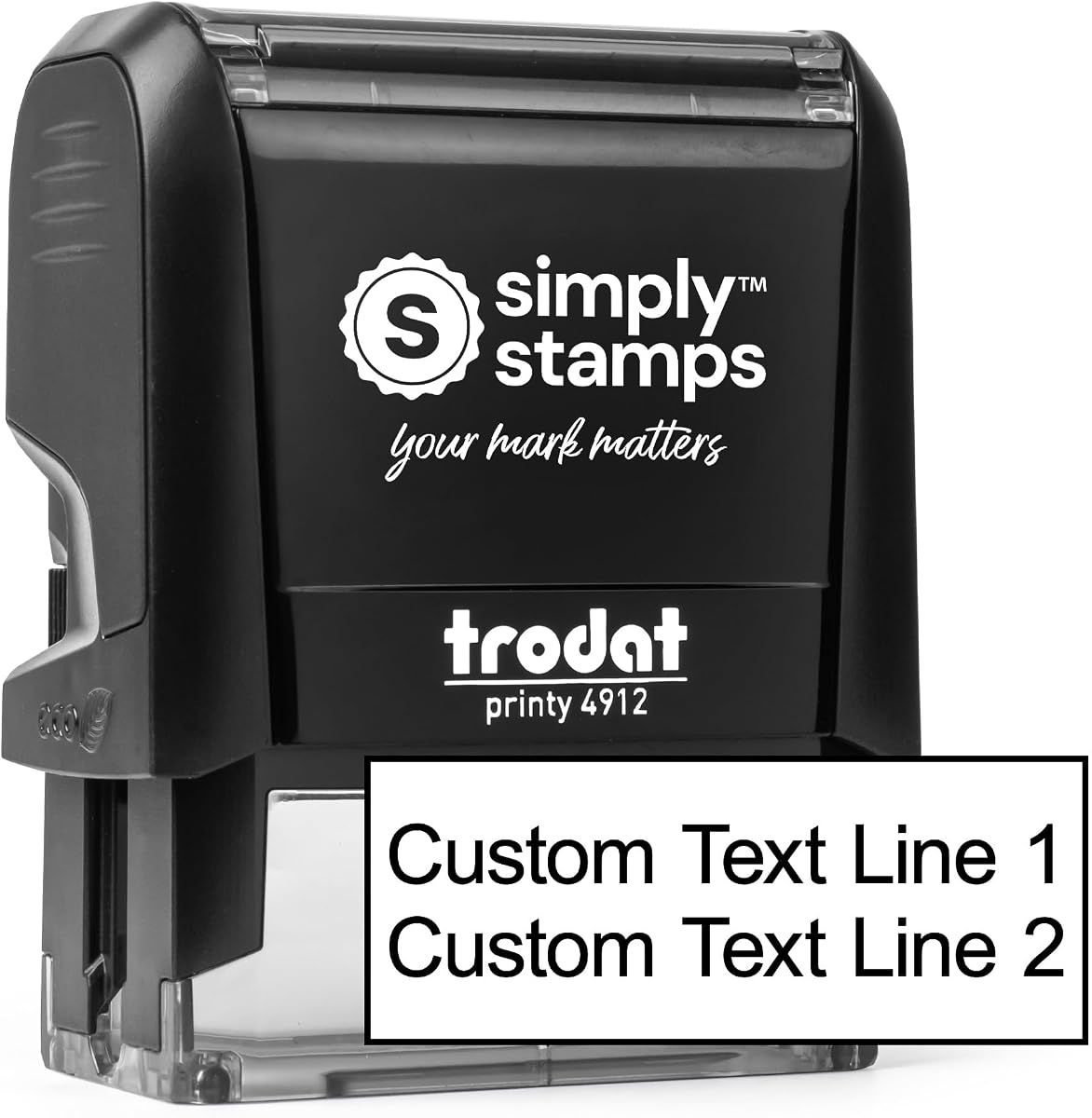 Custom Self-Inking Stamp – Personalized Text Stamp for Business, Office, Address, Return Address, Mail & Documents, Up to 8 Lines Custom Text, Multiple Fonts & Ink Colors, Short 2-Line Stamp