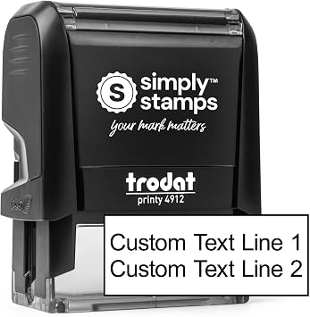 Custom Self-Inking Stamp Personalized Text Stamp for Business, Office, Address, Return Address, Mail & Documents, Up to 8 Lines Custom Text, Multiple Fonts & Ink Colors, Short 2-Line Stamp