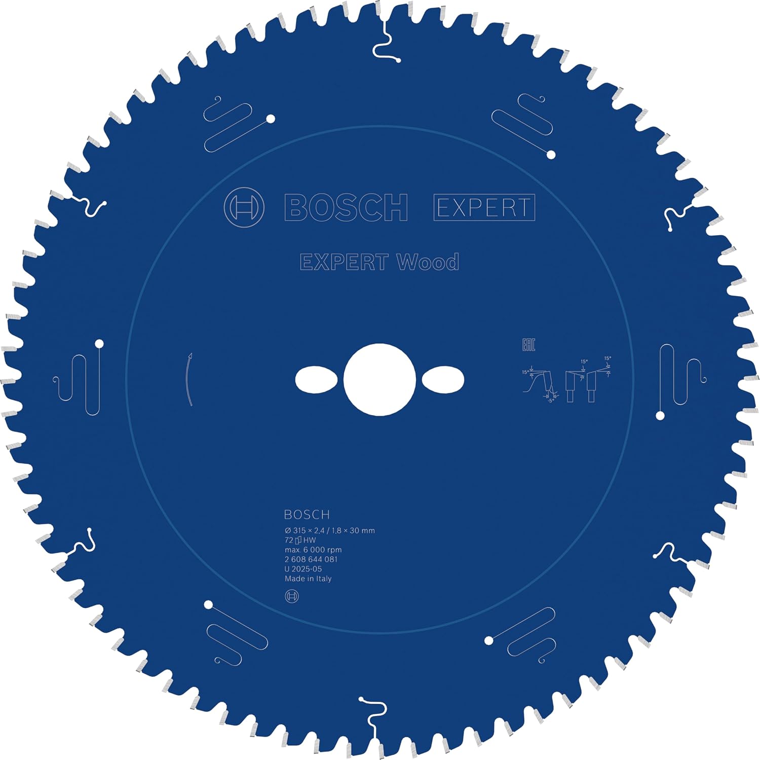 Bosch dairesel testere bıçağı Expert için ahşap, 315 x 30 x 2,4 mm, diş sayısı 72, 1 adet, 2608644081
