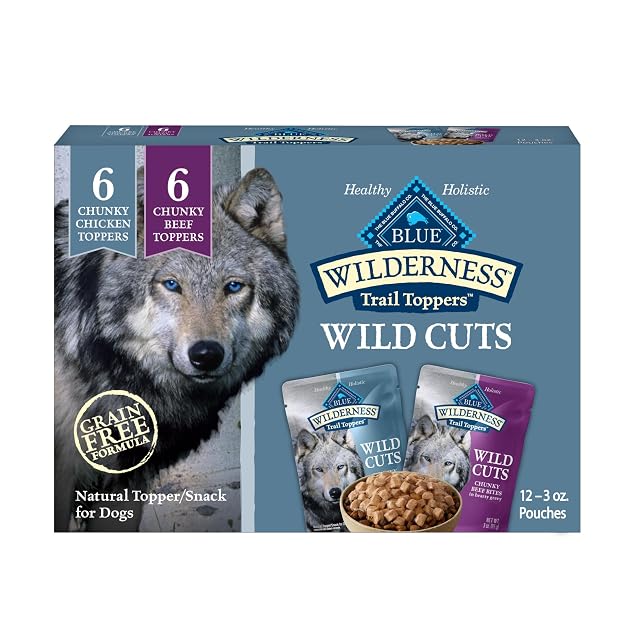 Blue Buffalo Wilderness Trail Toppers Wild Cuts Wet Dog Food Variety Pack High-Protein Grain-Free Made with Natural Ingredients