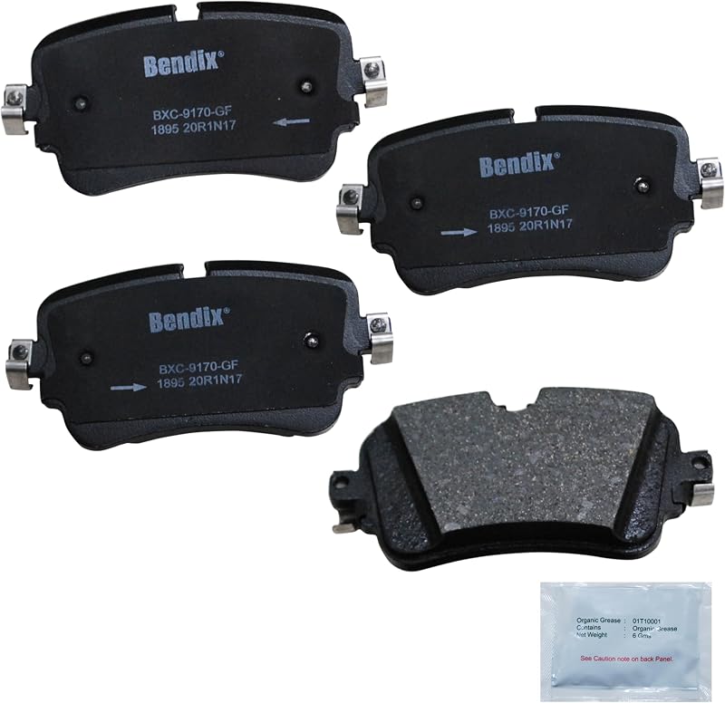 Pastilhas de freio traseiras cerâmicas Bendix Priority 1 CFC1895 para Audi A8 Quattro, e-tron Quattro, e-tron Sportback, Q7, Q8, S6, S7, S7 Sportback, S8 e SQ7 — 1 unidade