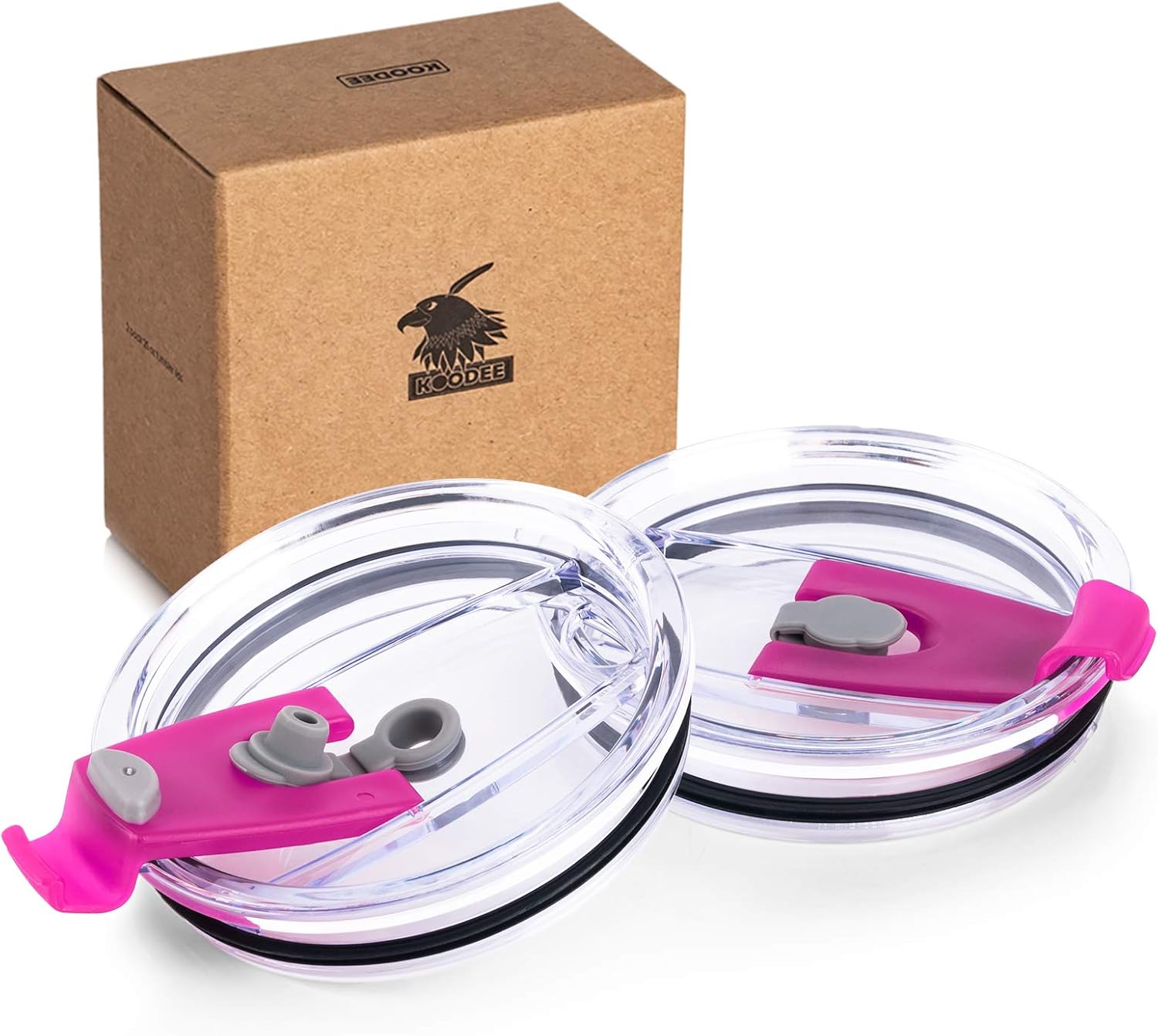 20 oz Tumbler Lids, Fits for 20 oz YETI Rambler, Old Style Rtic and More, Koodee 2 Pack Spill-proof Lids,Covers for 20 Ounce Tumbler,Cup (Magenta)