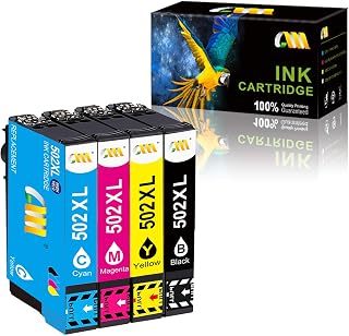 CMCMCM Replacement for Epson 502 502XL Ink Cartridges Compatible for Epson Expression Home XP-5105 XP-5100 XP-5115 Workforce WF-2860DWF WF-2865DWF WF-2860(1 Black/1 Cyan/1 Magenta/1 Yellow) 4Pack