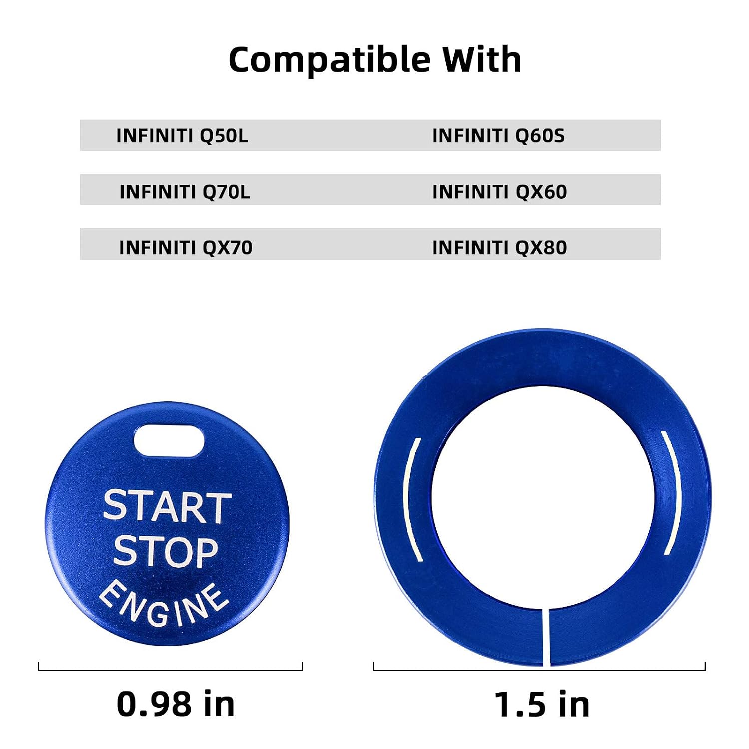 Engine Push Start Stop Button Cover for Infiniti Q50L QX50 Q50 QX56 Q60 QX70 Q70L QX80 QX30, Ignition Button Decoration Trim & Ring Protector Stickers Car Accessories for Infiniti (Blue) image 5