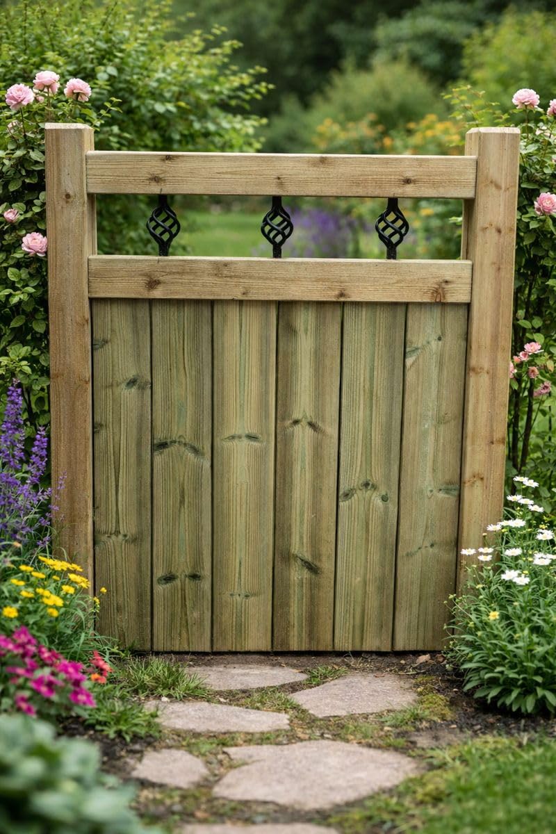 MD Carpentry Workshop LTD Wood And Metal Spiral Garden Gate 150Cm High By 83Cm Wide Pressure Treated Wooden Pedestrian Gate from B&Q