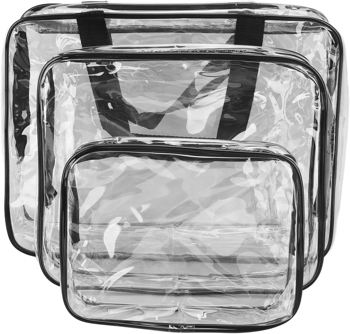 3 Pieces Clear Travel Bags, Waterproof Portable Transparent Cosmetic Makeup Bags Brown - Durable PVC Material, Easy to Clean, Multipurpose Storage for Travel and Fitness (Black)