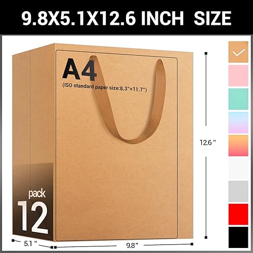 Miniatura 2 de EUSOAR Bolsas de papel de estraza grandes de 9.8 x 5.1 x 12.6 pulgadas a granel, bolsas resistentes para recuerdos de fiesta, cumpleaños, bodas,