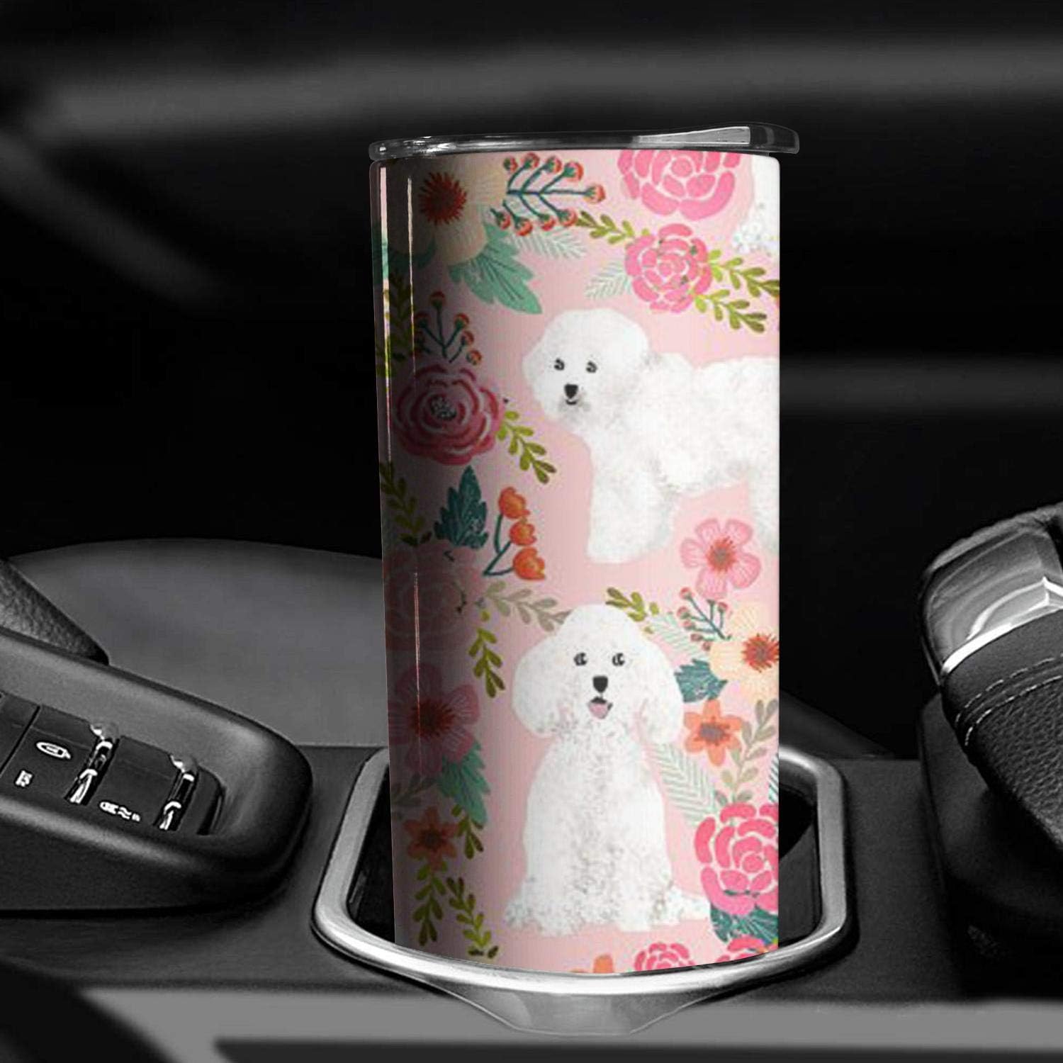 One-Day Sale: Up to 40% Off Bichon Frise Dog Print 20 OZ Tumbler Coffee Mug,Dog Travel Cup Stainless Steel Novelty Bichon Frise Dog Coffee Tumbler,stuff mugs for Dog Lovers Gifts