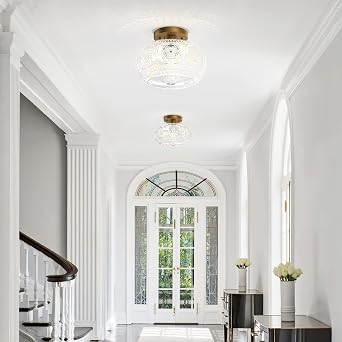 Semi Flush Mount Ceiling Light, Globe Glass Ceiling Light Fixture
