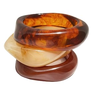 FAXHION Chunky Resin Acrylic Bangle Bracelets for Women Colorful Wide Geometric Bangles Set Statement Stackable Bracelet Jewelry Gift