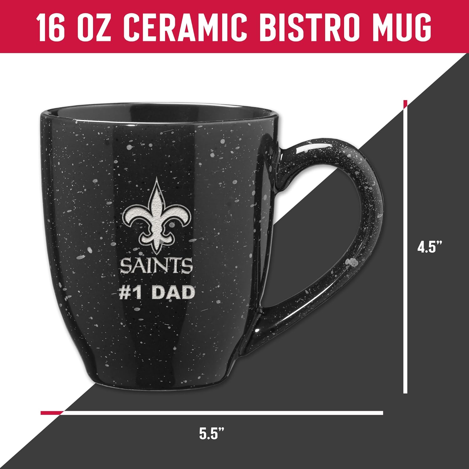Rico Industries NFL Football #1 Dad 16 oz Team Color Laser Engraved Ceramic Coffee Mug - Image 5
