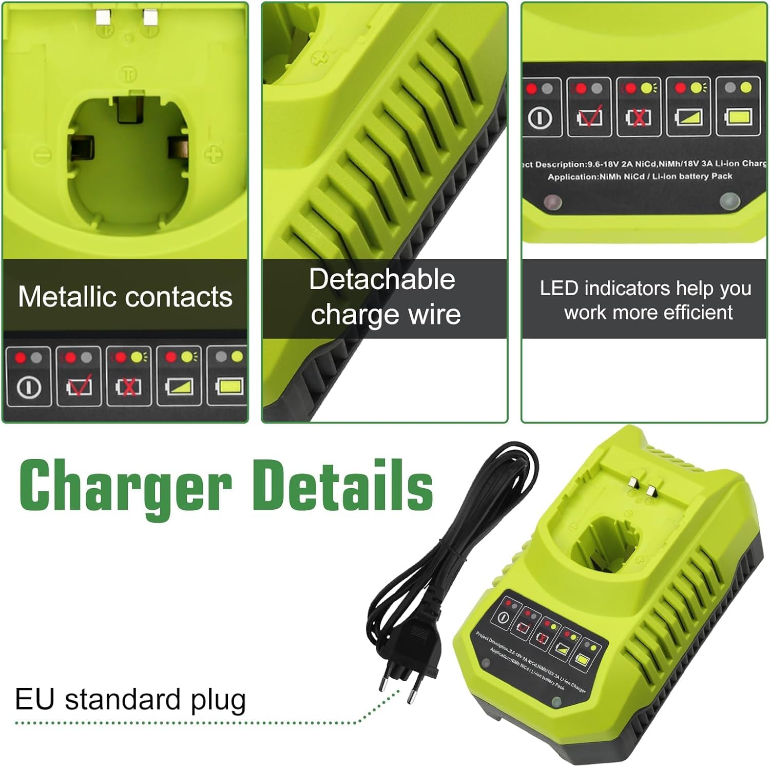2 * Batteria per Ryobi 18V 5.5Ah Exemoro batteria di ricambio e BCL14181H 9.6V-18V caricabatterie di ricambio per Ryobi RB18L50 RB18L40 RB18L30 RB18L25 RB18L20 RB18L15 P108 P189 P190 P191 P192 etc