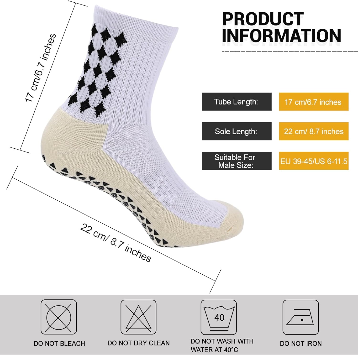 Ultrafun 5 Pairs Mens Grip Soccer Socks Non Slip Cushioned Crew Football Sports Socks - Image 4