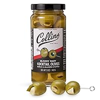 Vista 10 de Collins Gourmet Aceitunas de Queso Azul, Guarnición Premium Rellena de Queso para Cócteles, Martinis, Bloody Marys, Bandejas de Aperitivos
