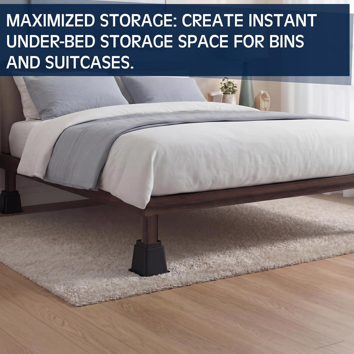 9 Pack Adjustable Bed Risers 3 & 5 Inch Stackable or 8 Inch Combined Heavy Duty Furniture Risers for Sofa Desk Legs Increase Under Bed Storage, Supports Up to 1300lbs
