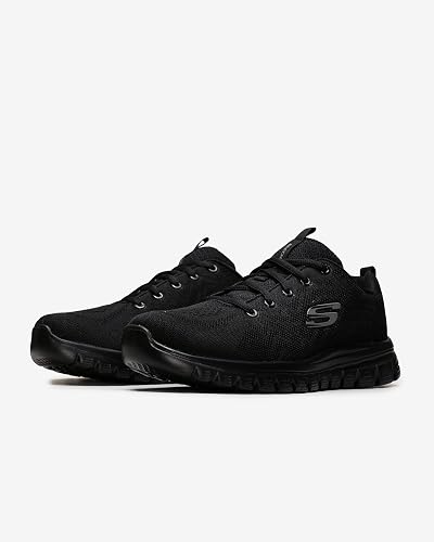 Skechers Femme Graceful Get Connected Trainers, Black Mesh / Trim, 40 EU - 3