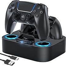 LVFAN PS5 Controller Charger Station, PS5 Controller Accessories, Dual Fast Charging Station PS5 Controller Charger for Playstation 5 Controller / PS5 Dualsense Controller (Black)