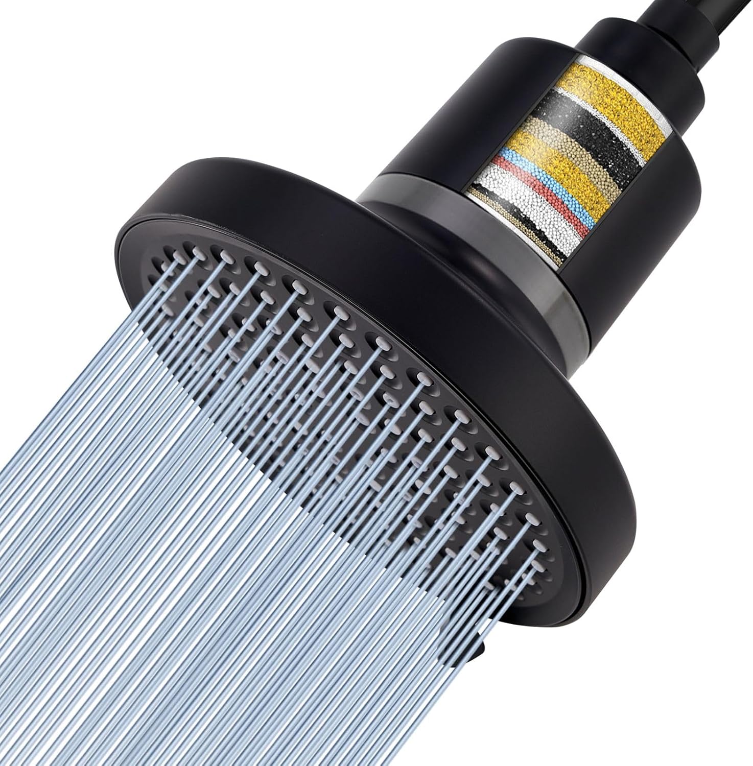 Voolan 20 Stage Filter Shower Head, High Pressure Rain Shower Filtered for Hard Water for Remove Chlorine and Harmful Substances, 8 Spray Settings Bathroom Rainfall Showerhead (6 Inch, Black)
