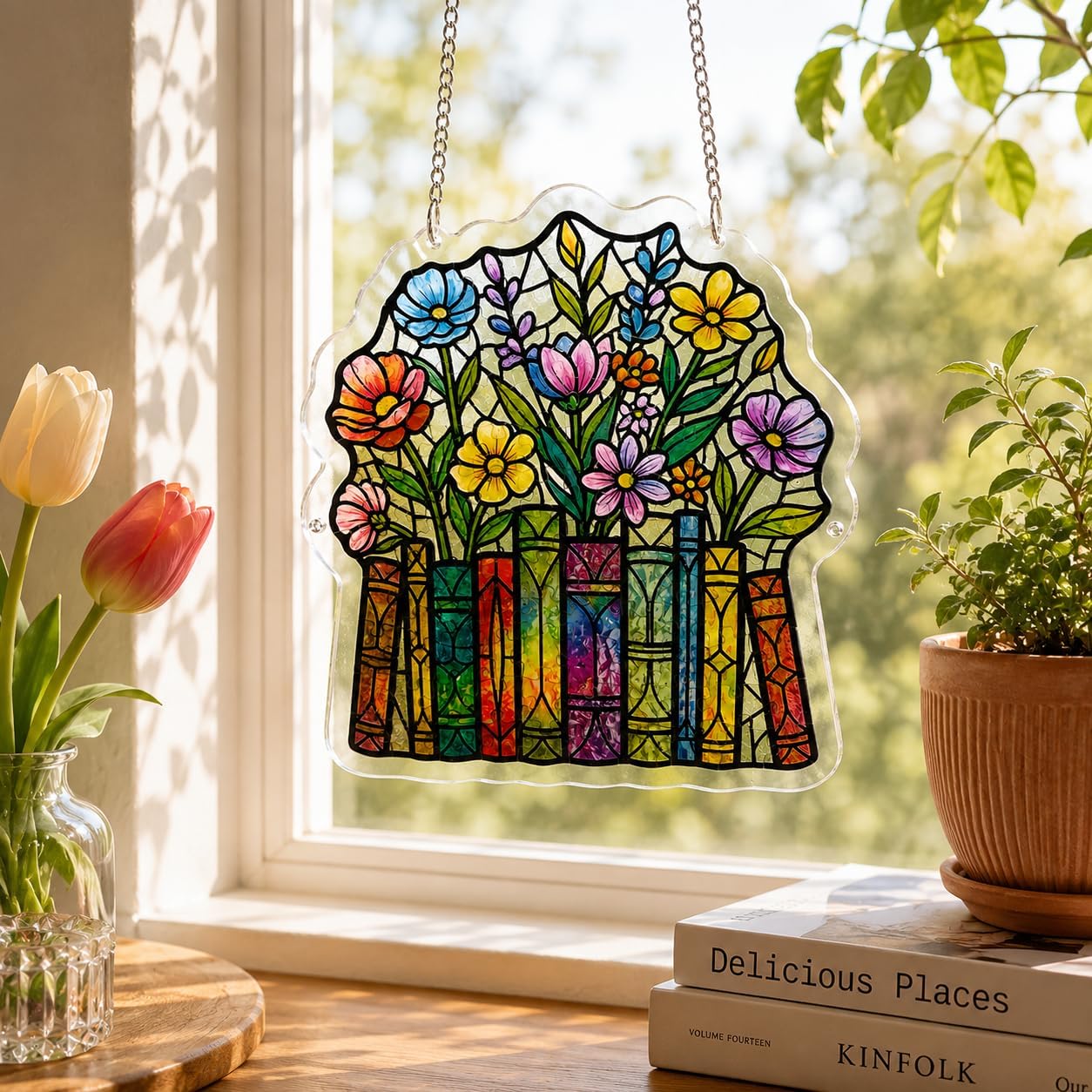 TwoDays Acrylic Puzzle Suncatcher, Stained Glass Gifts for Book Lovers
