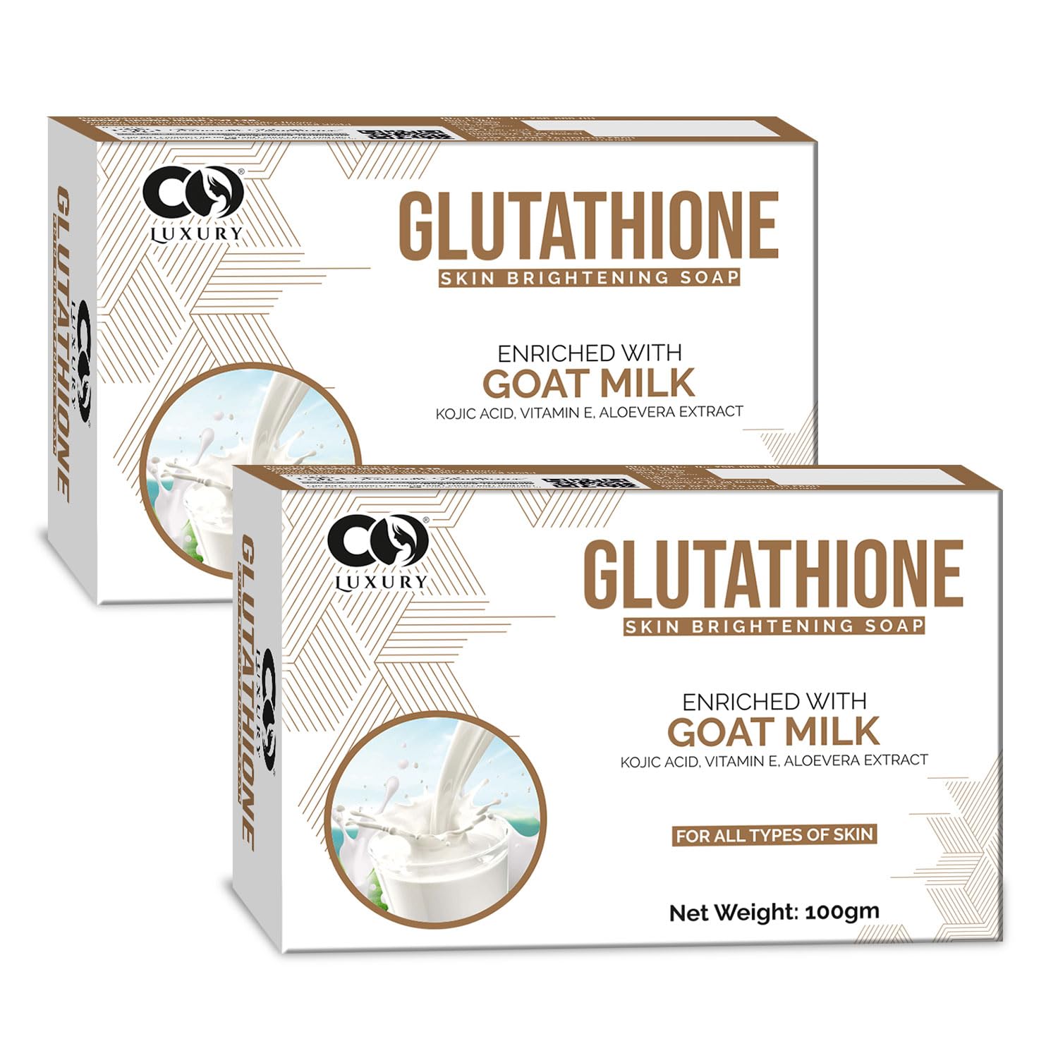 CO LUXURY Goat Milk Glutathione & Kojic Acid Soap | Reduce Dark Spots & Pigmentation | Ghar Ka Soap | Bath Soap Combo Offers | Bathing Soaps for Glowing Skin | Helps Exfoliate Dead Skin - Pack of 2