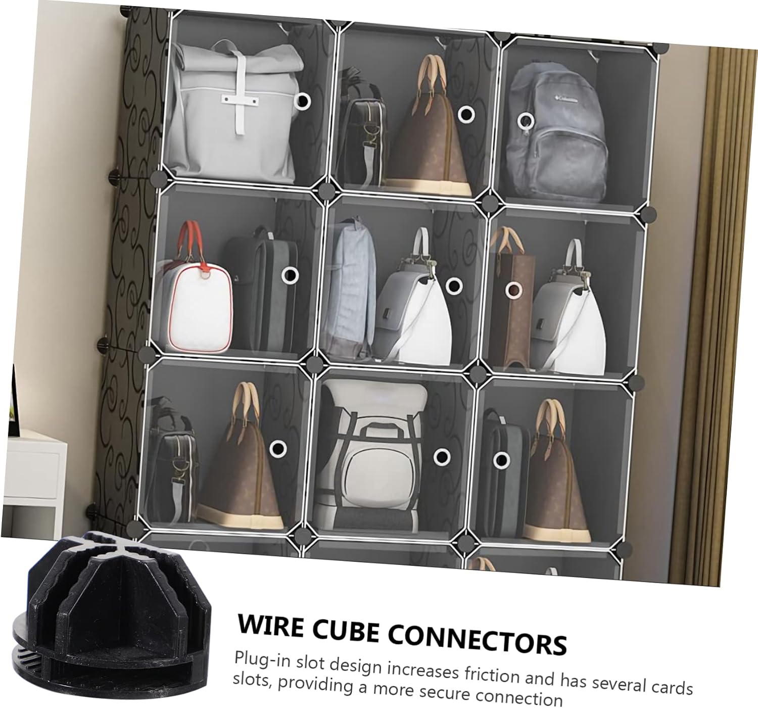 20pcs Interlocking Cabinet Connectors Black Plastic APS Clips for Wire Cube Storage Units Versatile Storage Rack Buckle for Home Organization