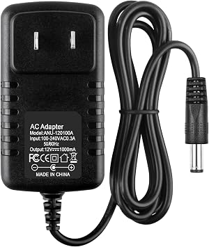 12V 1A AC DC Adapter Wall Charger Power 100V-240V AC to DC Adapter Supply for 12 Volt Electronics - 1000mA Max with 5.5mm x 2.5mm Compatible with 5.5x2.1mm Tip