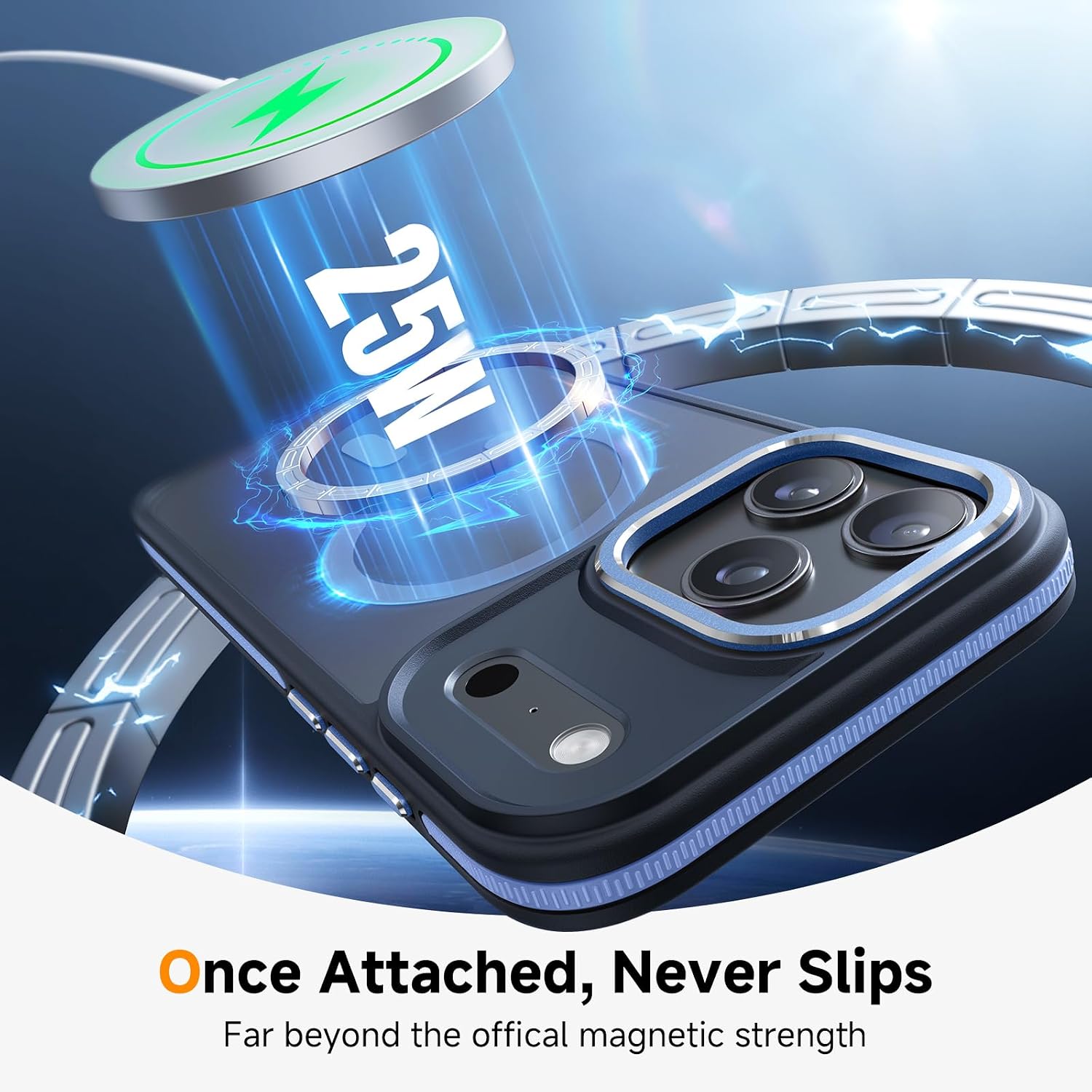 Magnetic 3 in 1 for iPhone 18 Pro Max Case, Shockproof & Bumper- Light Blue thumbnail